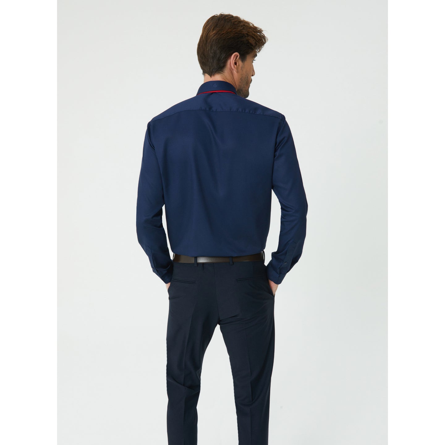 Navy Shirt Non Iron Satin